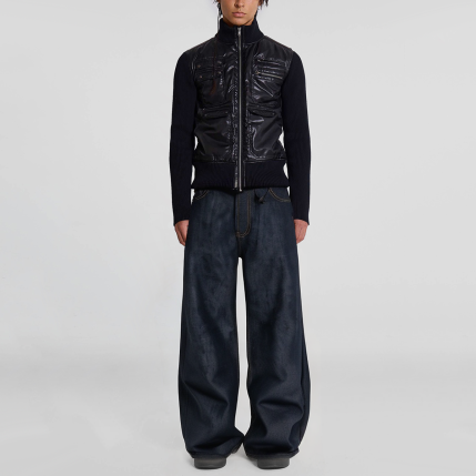 Fade-resistant eco-denim loose wide-leg men's jeans