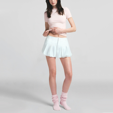 Solid Color Cotton Zipper A-Line Mini Skirt Women's Casual Short Skirt
